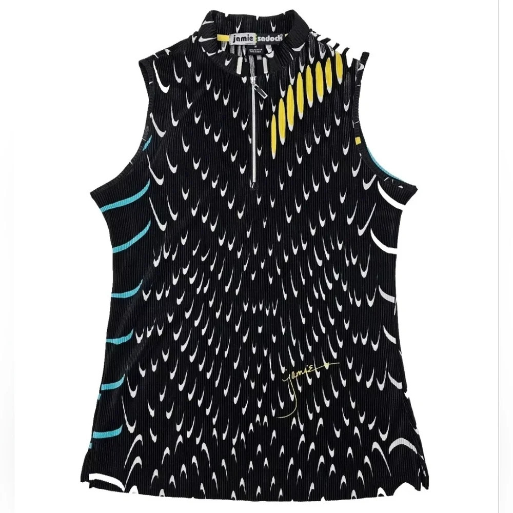 Jamie Sadock Women Golf Shirt Sz Medium Black Sleeveless Top Tennis Athleisure